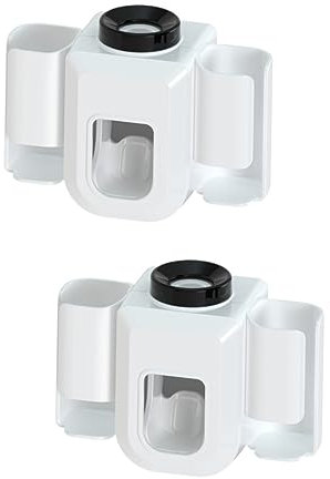 Cabilock 2stücke Wall Mount Automatischer Zahnpastaspender Und Multifunktions-zahnbürstenhalter Rostfreier Platzsparender Organizer Für Badezimmer TPE Material Einfache Installation
