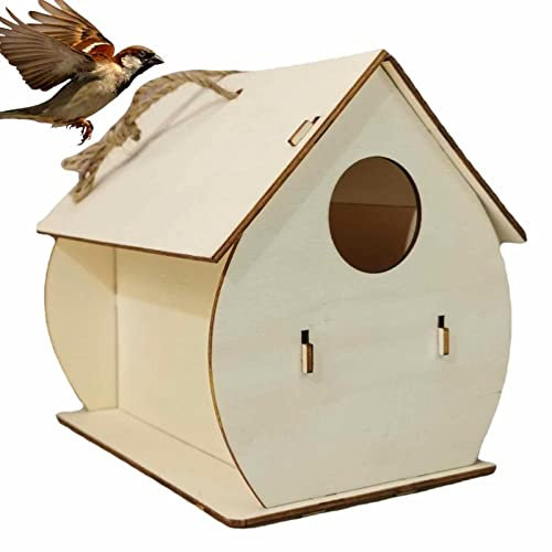 WOTEG Casetta per Uccelli - Ideale per Uccelli Selvatici - Resistente alle Intemperie - Casette per Colibrì in Legno da Giardino Casette per Uccelli in Legno Naturale per Scricciolo, Rondine, Passero