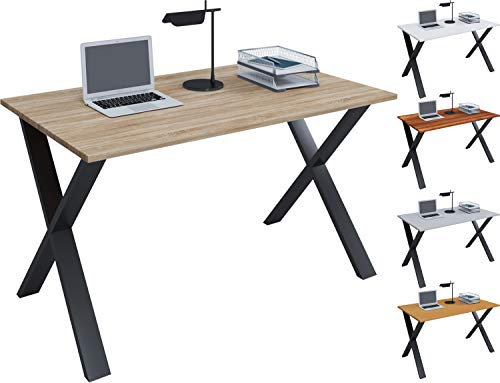VCM Holz Schreibtisch | H. 76 x B. 80 x T. 80 cm | Computertisch schlicht | Füße aus hochwertigem Metall | Arbeitstisch | Büromöbel - Lona X