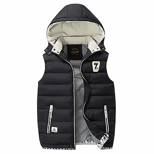 Generisch Herren Weste Outdoor, Jacke Herbst Reißverschluss Regelmäßige Mit Vielen Taschen Arbeitsweste Teddy Schwarz Outdoor Grau Männer Winter Blau Gaastra Men'S Outerwear Gilets (XL, Schwarz)