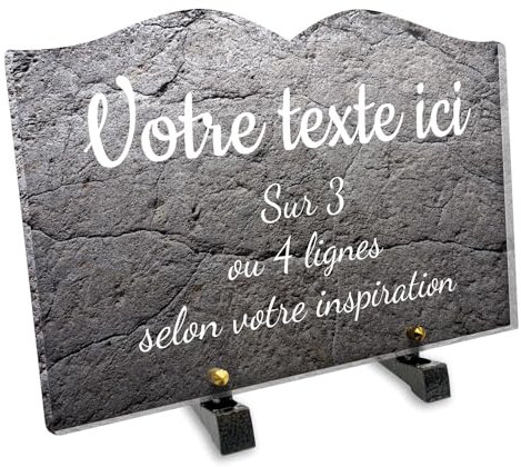Placa funeraria Libro personalizable en plexi con diseño de piedra, diferentes tamaños, grosor 6 mm, personalizado en varias líneas 30 x 20 cm