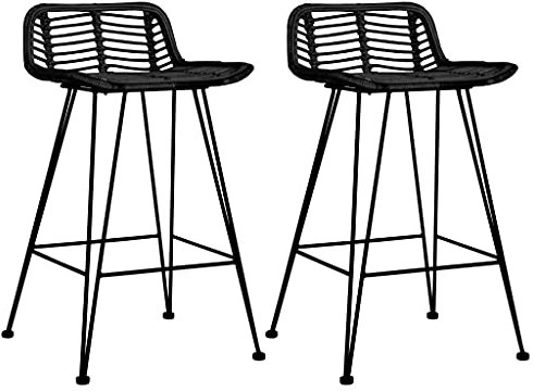 BaraSh Barhocker 2 STK. Schwarz Rattan EssstüHle Bar Drehhocker HöHenverstellbar