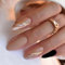 Angwis Lot de 24 faux ongles courts en forme d'amande - Noir nude mat - Paillettes dorées - À coller sur les ongles - Couverture complète - Accessoires de nail art pour femme