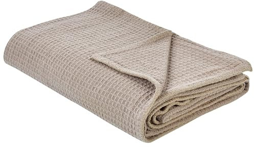 Beliani Tagesdecke Baumwolle beige/Taupe 220 x 200 cm Waffelpique Ragala