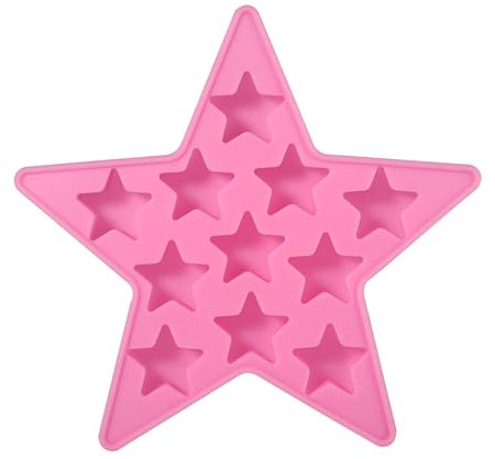 Silicone Ice Cube Tray Star, Ice Tray Silicone Ice Mould, Silicone Ice Cubes Tray for Club Bar DIY Party Daily Use, (Pink)