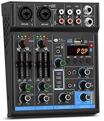 Mini Mezclador de Audio Digital Profesional, Consola mezcladora de Sonido portátil con Tarjeta de Sonido y función Bluetooth, Amplificador Hi-Fi