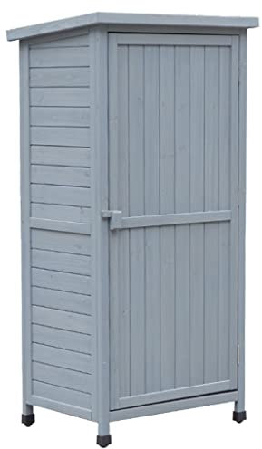 Kleiner Gartenschuppen aus Holz mit 3 abnehmbaren Ablagen für den Außenbereich – perfekt für Hinterhof, Terrasse und Rasenzubehör