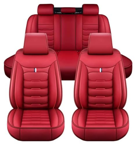 XIBANY Autositzbezüge Set für Skoda Kamiq 2018-2022 5 Seats, Allwetter Auto Sitzbezüge Set, Schonbezüge für Vordersitze und Rückbank, Wasserdicht Sitzbezug Zubehör,A Red