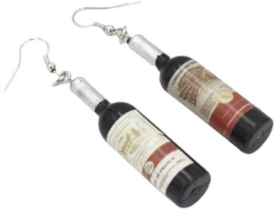 TOGEVAL 1 Pair Ear Dangle Vintage Ear Drop Vintage Earrings Bottle Dangle Earrings Water Bottle Earrings Wine Bottle Earrings Wine Bottle Ear Hooks Earrings Trendy Wine Bottle Dangle Black