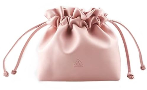 Borsa Cosmetica, Beauty Case Trousse Make Up, Organizzatore in Pelle PU, Makeup Bag con Coulisse, Trousse Trucchi Donna e Ragazze (Rosa)