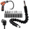 105 Degree Right Angle Drill Bit Adapter with 1 Cardan Shaft and 10 Screwdriver Bits, Adapter for 1/4 Drill