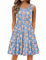 Hotouch Sommerkleid Damen Rundhals Ärmellos Knielang Strandkleid Leicht Ärmellos Kleid mit Taschen Freizeitkleid Lässig Casual Blau Rose M