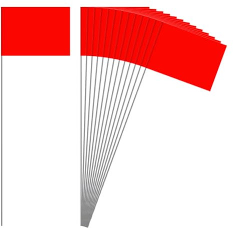 FSSTUD 30 banderas altas de césped para jardín, banderas de PVC para patio, banderas de marcado al aire libre, banderas de riego de paisaje, banderas de límites para valla de perro, color rojo
