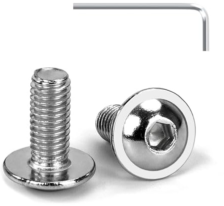 Tunejoy Viti a Testa Bombata con Flangia M5 x 12 mm Vite a Testa Esagonale Bulloni in Acciaio Inox A2 V2A Viti a Brugola con Chiavi a Esagono Filettatura Completa 20 Pezzi