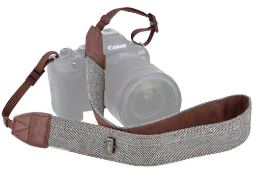 Rollei Kameragurt Braun, 84cm-135cm Verstellbare Kamera Schultergurt mit 3,9 cm Breite Nackengurt Ca.10 kg Traglast für Alle DSLR-Kameras Nikon Canon Sony Lumix Fujifilm Olympus Kamera