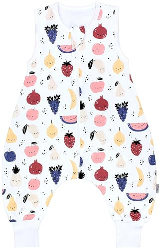 TupTam Gigoteuse à Pied – Turbulette Bébé Été Légère 0.5 TOG, Coton OEKO-TEX, crème glacée fruits d'été soleil arc-en-ciel fleur, 92-98