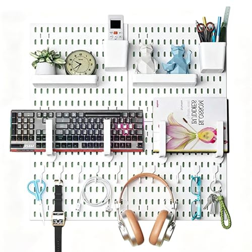 60 x 60cm Pegboard Combination Kit, Wall-Mounted Craft Organiser | Peg Board Accessories with Bins, Shelves and Hooks for Organising Tools and Supplies on Workshop or Craft Room Walls