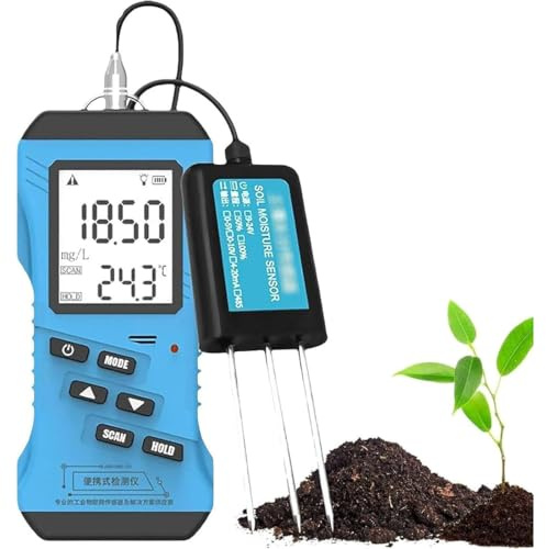 MazmornFly Bodentester,LCD Anzeige Nährstoff Pflanzen Dünger Bodenmessgerät,Feuchte,Temperatur,Leitfähigkeit,Stickstoff,Phosphor und PH 7 in 1 Bodenmessgerät Kit,Datenaufzeichnung Bodentest Kit