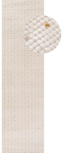 THE RUGS Carmel Modern Area Rug - Stain-Resistant, Non-Shedding, Durable Rugs for Bedroom and Hallway [ Dots Gold, 80x300 cm ]