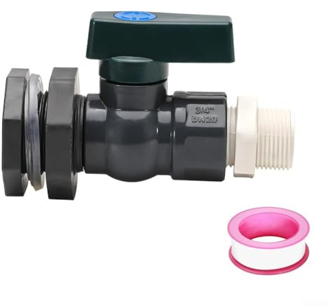 ZWEquipint 3 4 Zoll PVC Regentonne Wasserhahn Ventil Anschluss mit Schottverschraubung und Schlauchadapter für Garten Tank Container Pool (C)