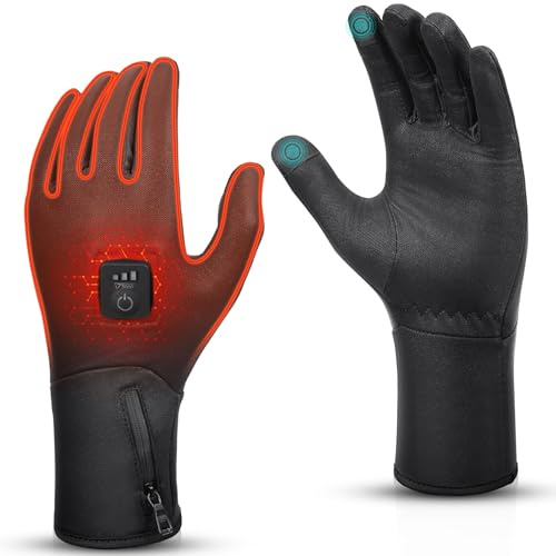 V.Step Windproof Heated Gloves, Rechargeable Electric Heated Gloves Liners, Touchscreen Hand Warmers, 3 Levels Temperature, Heating Gloves for Skiing Cycling, Outdoor Work, Size S