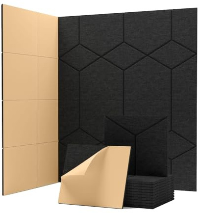 Gosera 12 Pack Soundproof Wall Panels Self Adhesive, High Density Sound Proofing Panels for Home Studio, Living Room