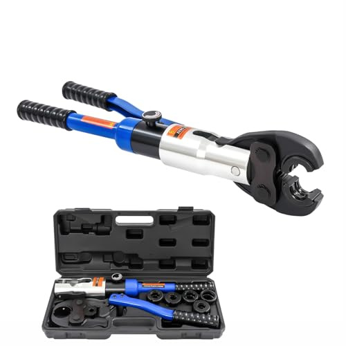 Hydraulisches Crimpwerkzeug für Kupferrohre 10T (22046lbs) Presszange kupferrohr mit 5 Matrizen M12-28mm | Profi Presszange 360° drehbar Sanitär,Bauwesen, Landwirtschaft | Druckentlastungsventil