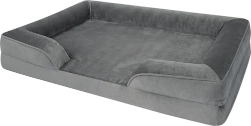 normani Ergonomisches Hundebett für große, mittlere und kleine Hunde - Orthopädisches Hundekissen - Hundecouch mit hohem Rand Anthrazit 70 cm x 100 cm x 18 cm