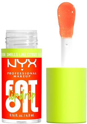 NYX Professional Makeup, Fat Oil Lip Drip, feuchtigkeitsspendender Lippenöl-Gloss mit hochglänzendem Finish, nicht klebrige Formel mit Moltebeerenöl, Himbeeröl und Squalan, Juicy Boo