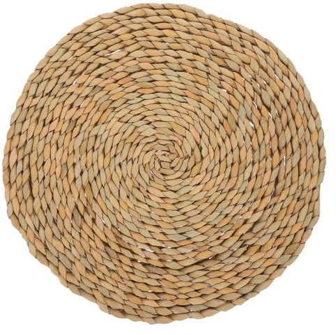 GETAJGHSD Rundes Strohgeflecht Sitzkissen Gewebte Matte 35X35cm Bodenkissen für Gartenmöbel und Yogapraxis Sitzpolster für Erwachsene