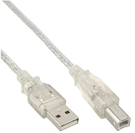 InLine 34510T USB 2.0 Kabel, A an B, transparent, 1m