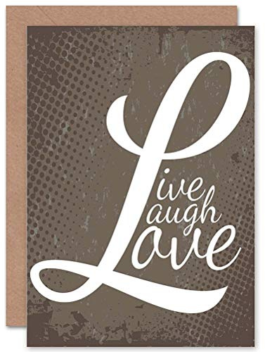 Wee Blue Coo LIVE LAUGH LOVE ILLUSTRATION WORDS BIRTHDAY BLANK GREETINGS CARD