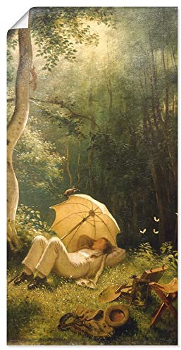 ARTLAND Wanddeko Poster & Kunstdrucke Wandposter 30x60 cm Natur Bäume Lichtungen Regenschirm Der Maler Rast im Walde Biedermeier Carl Spitzweg T7NQ