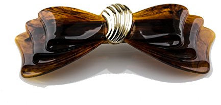 1 Stk Patentspange schleife in Havanna mit Gold 12cm lang 7cm breit - Made in Germany -WeLoveBeads