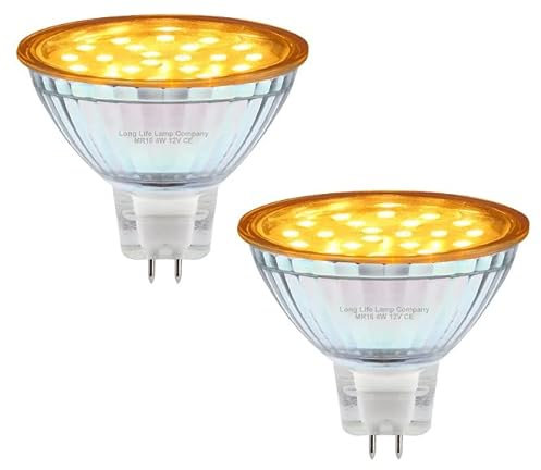 Long Life Lamp Company 2 x 12v LED MR16 Amber 4w Low Voltage Spot Light Bulb GU5.3