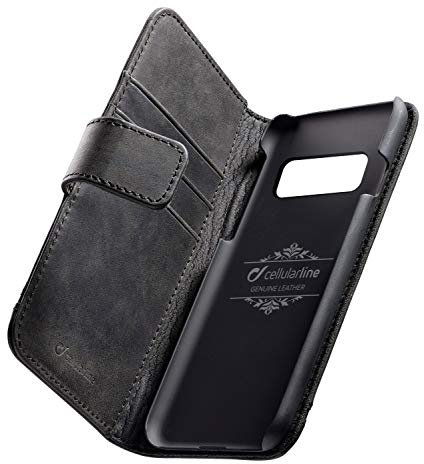 cellularline Supreme Buchtasche Ledertasche Bookstyle mit Taschen Ultra Schutz passend für Galaxy S10+ Schwarz