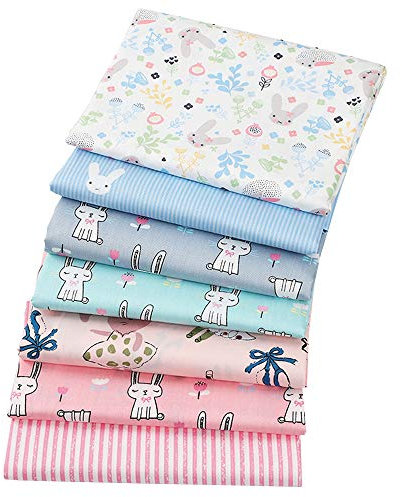 7 Stück 40 cm x 50 cm Kaninchen Drucke 100% Baumwolle Stoffquadrate Bundle DIY Nähen Scrapbooking Quilten Kunst für Patchwork