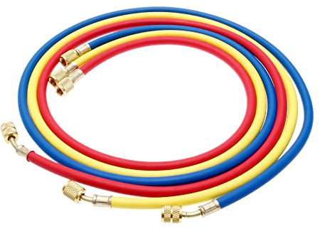 SURIEEN Set di tubi di ricarica CA refrigerante R410A, tubo di ricarica CA da 60 pollici SAE a 5/16 SAE, adatto per R410 R32 aria condizionata e HVAC Manifold Manifold Hose Kit (4000-800) PSI (3
