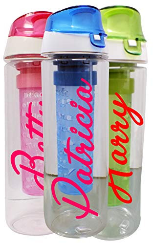 Personalised Water Bottle 740ml With Fruit Infuser Love Water Bottle Island Inspired Add ANY Name Perfect For Gym, Kids, School Any Occassion (Green)