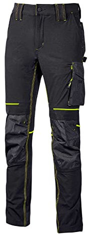 Pantalone U-Power Performance, Modello Atom, Slim Fit Elasticizzato, con Multi_tasche Frontali e Laterali, Tessuto Traspirante, Elastico in Vita, Cerniera di Chiusura (BLACK CARBON_L)