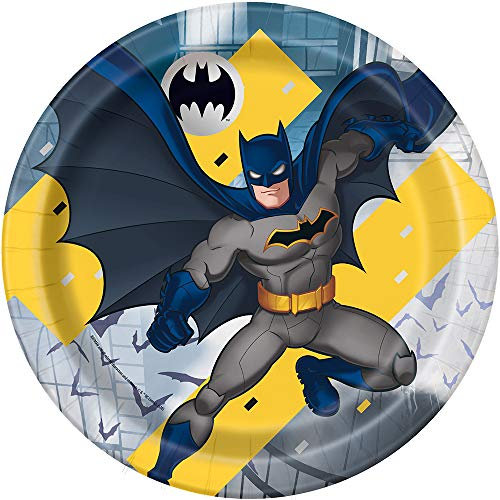 Unique Bold & Vibrant Batman Piatti piani rotondi (22 cm) – Multicolore Party Essentials – Perfetto per feste a tema supereroe – 8 ct