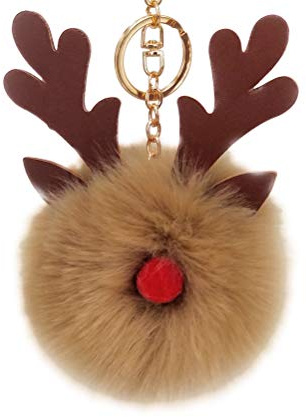 VALICLUD Keyring Bag Elch Schlüsselanhänger Weihnachten Elch Anhänger Elch Keychain Weihnachten Schlüsselbund Tier Pelz Keychain Pom Pom Weihnachtstaschenanhänger Lanyard Mädchen