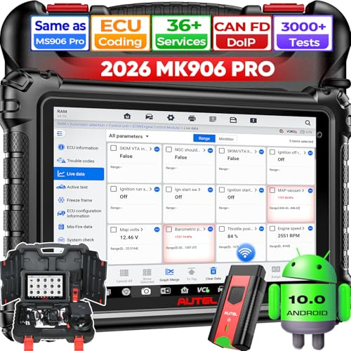 Autel MaxiCOM MK906 PRO Diagnosegerät Auto, 2026 Gleiche Funktionen wie MS906 Pro/ MK906 Pro, Upgrade von MS906BT/ MK908, ECU Codierung, Bidirektionale Steuerung, 36+ Dienste, OE All System Scan