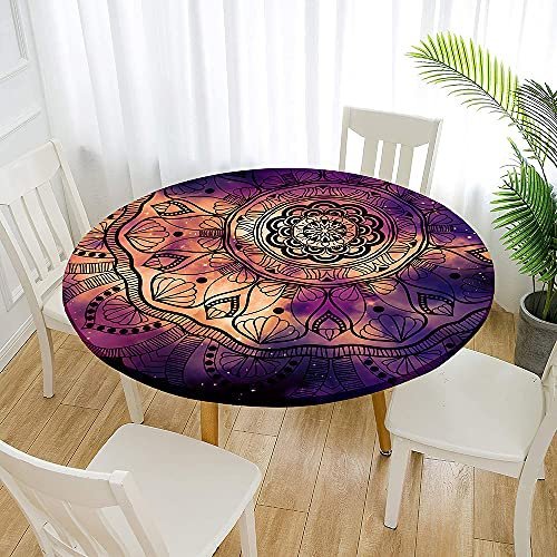 FANSU Runde Tischdecke Garten Abwaschbar, 3D Motiv Serie Polyester Fleckschutz Tischdecken Größe wählbar für Gartentisch, Outdoor in Kiche, Haushalt & Wohnen (Sternenhimmel lila,120cm)