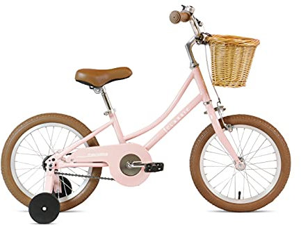 FabricBike Kids Fahrrad mit Pedalen für Jungen und Mädchen, Abnehmbare Trainingsräder, Hochwertige Bremsen, 12- und 16-Zoll-Räder, 4 Farben (Classic Pink, 16: 3-7 Jahre (96 bis 120 cm hoch))