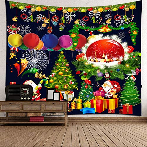 Banemi Deko Weihnachten Kinder, Weihnachtsthema Mehrfarben Polyester Wandteppich Kleinkind 150X130cm