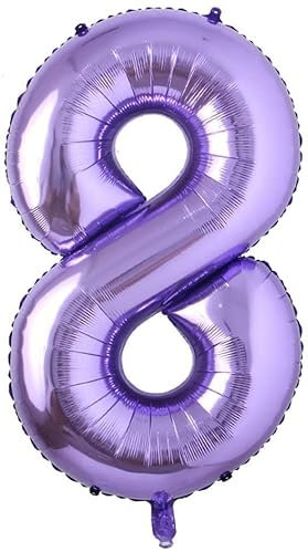 Lila Folienballons Zahl 0 bis 9 als Deko für Geburtstag und Party | 80cm groß | Violett Flieder Lilac Lavendel Zahlen Kindergeburtstag Partydeko Folienballon Ballon Luftballon, Edition: 8. Geburtstag