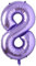 Lila Folienballons Zahl 0 bis 9 als Deko für Geburtstag und Party | 80cm groß | Violett Flieder Lilac Lavendel Zahlen Kindergeburtstag Partydeko Folienballon Ballon Luftballon, Edition: 8. Geburtstag