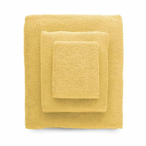 Morbidissimi Tris Spugna Telo Doccia + Asciugamani + ospite 460 gr/mq W790 Giallo