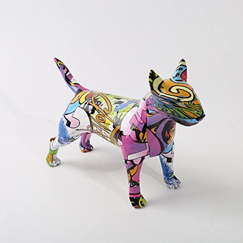 MANQILE Kreative Kunst, bunter Bullterrier, Kleiner englischer Harz, Hund, Handwerk, Heimdekoration, Farbe, modernes, einfaches Büro, Desktop-Handwerk
